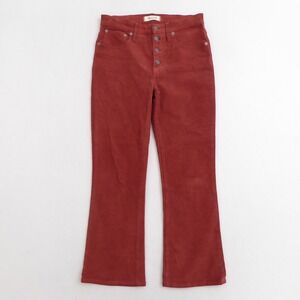 Madewell Womens Cali Demi Boot Corduroy Pants Rust Red High Rise Button Fly 27